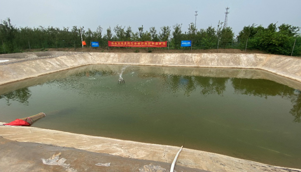 Pond constructed using soil lithification technology