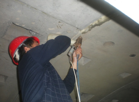 Spray treatment for water leakage in segment water stops